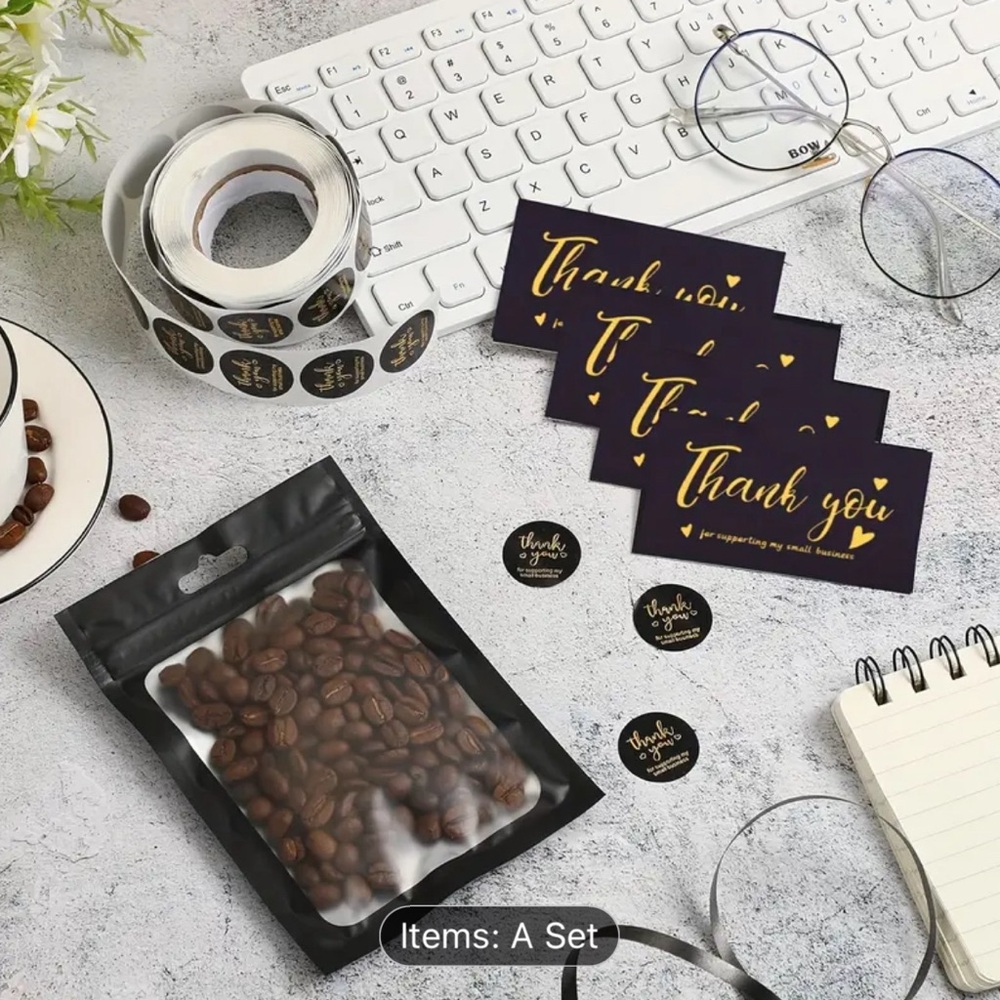 50 Thank You Card 500 Golden Foil
Stickers  30 reusable bag 30 (Black)